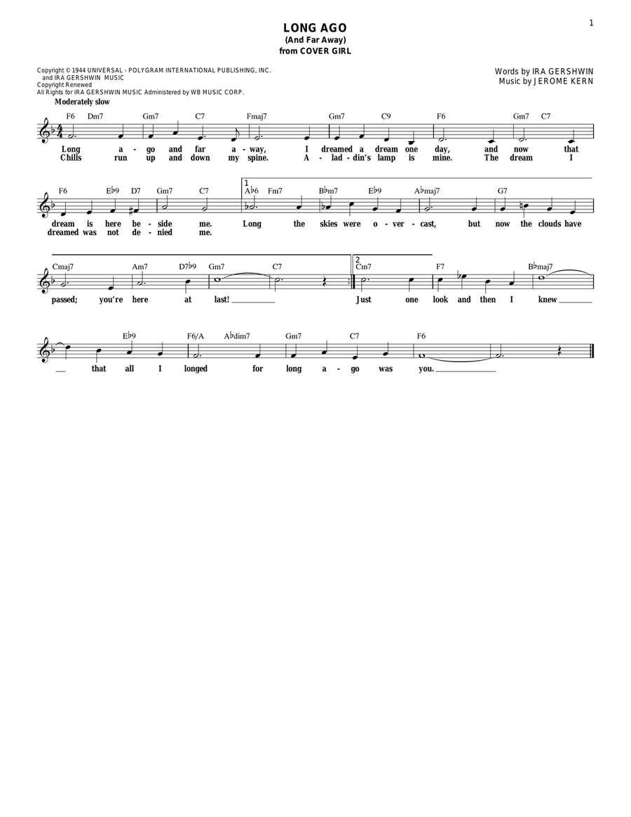 Long Ago (And Far Away) Electric Guitar scores gallery preview page 1