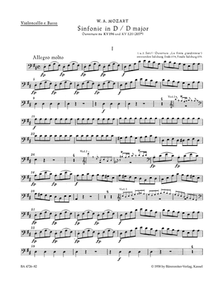 Symphony in D major K. 196, 121 (207a)