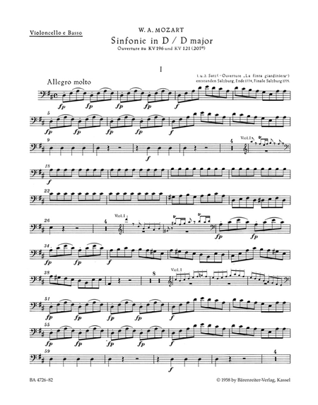 Symphony in D major K. 196, 121 (207a)
