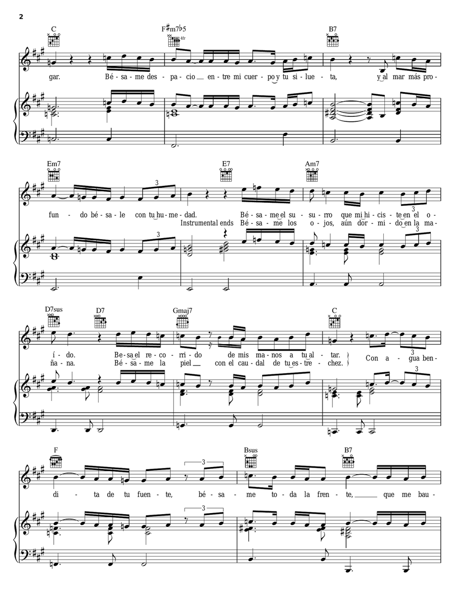 Besame Piano, Vocal, Guitar scores gallery preview page 2