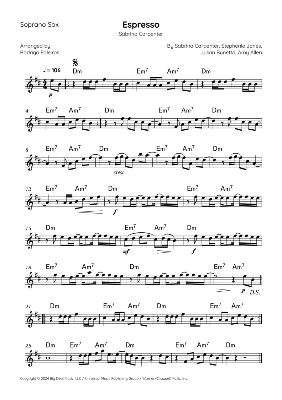 Espresso Soprano Saxophone Digital Sheet Music Sheet Music Plus
