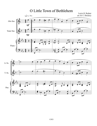 Book cover for O Little Town of Bethlehem (Alto and Tenor Sax Duet) with piano accompaniment