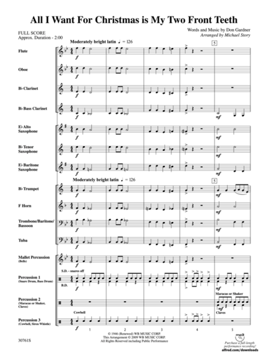 All I Want for Christmas Is My Two Front Teeth Concert Band scores gallery preview page 2