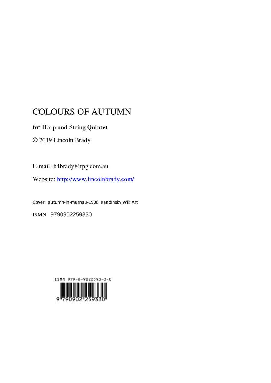 COLOURS OF AUTUMN - Harp & String Quintet (Score & Parts) String Orchestra scores gallery preview page 2
