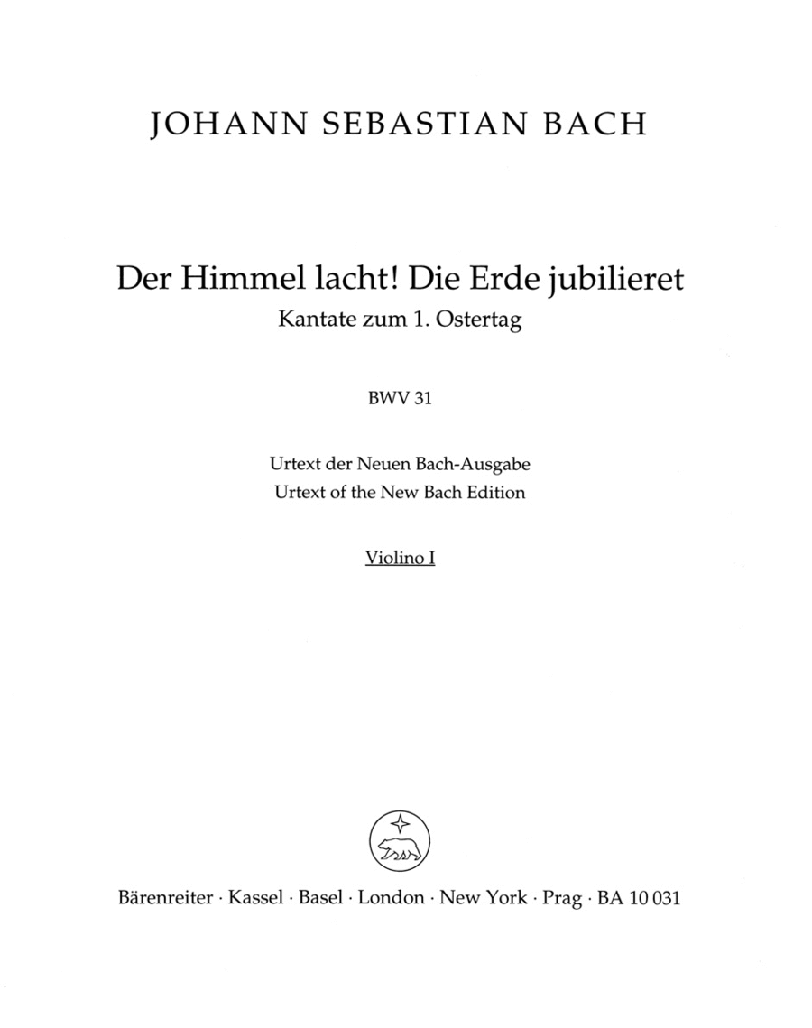 The Heavens laugh, the earth exults in gladness, BWV 31 Violin scores gallery preview page 1