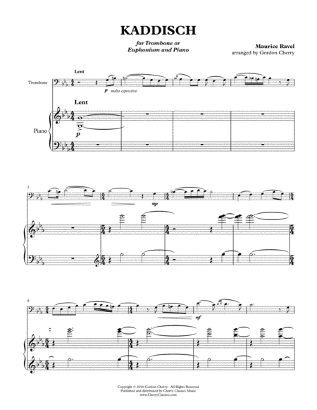 Kaddisch for Trombone or Euphonium and Piano