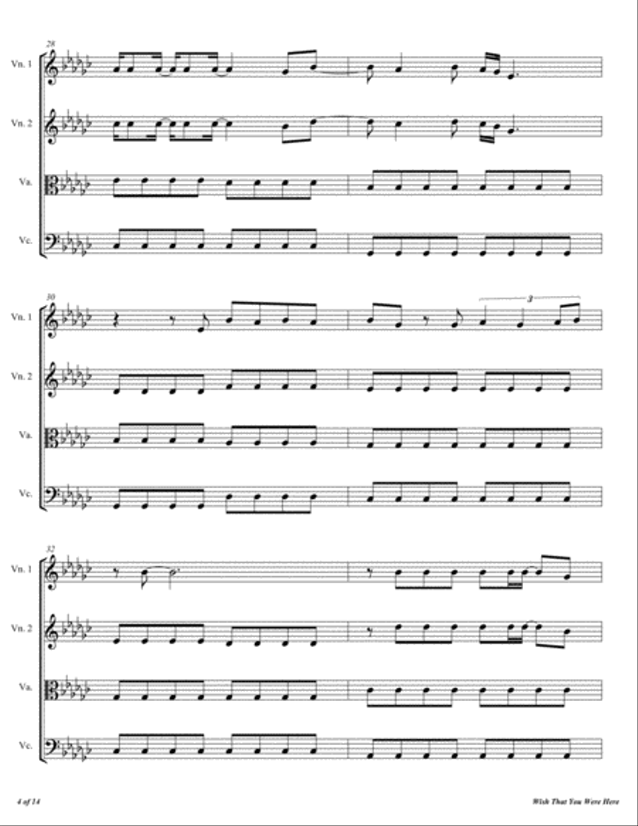 Wish That You Were Here from MISS PEREGRINE'S HOME FOR PECULIAR CHILDREN String Quartet scores gallery preview page 5