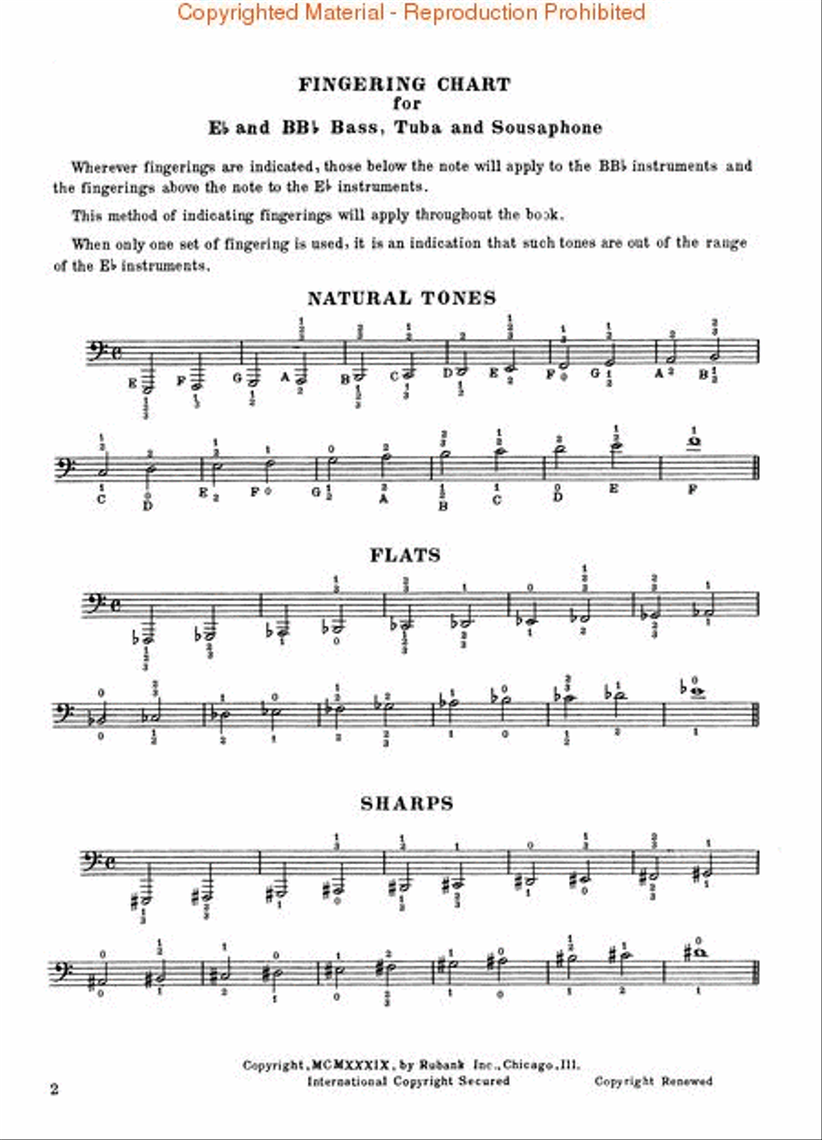Rubank Intermediate Method - E Flat Or BB Flat Bass (Tuba-Sousaphone) Concert Band Methods scores gallery preview page 2