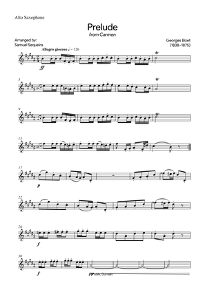Book cover for Prelude (from Carmen) - for Alto Saxophone - with play along