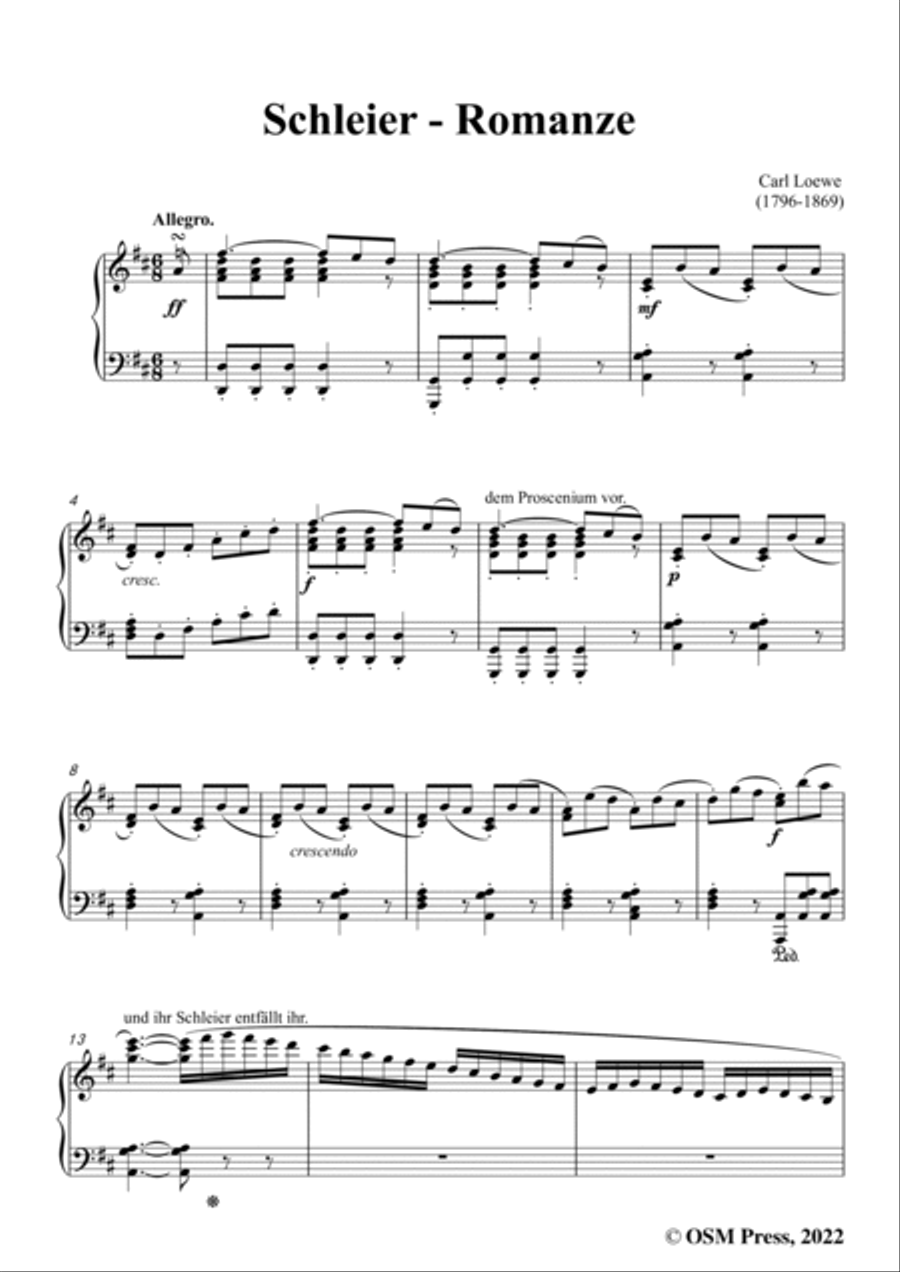 Loewe-Schleier-Romanze,in D Major,for Voice and Piano