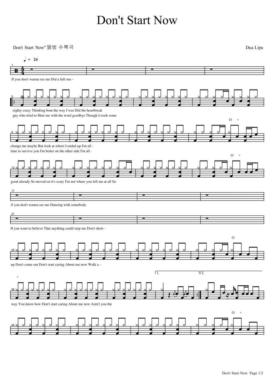 Don't Start Now Drum Set scores gallery preview page 1