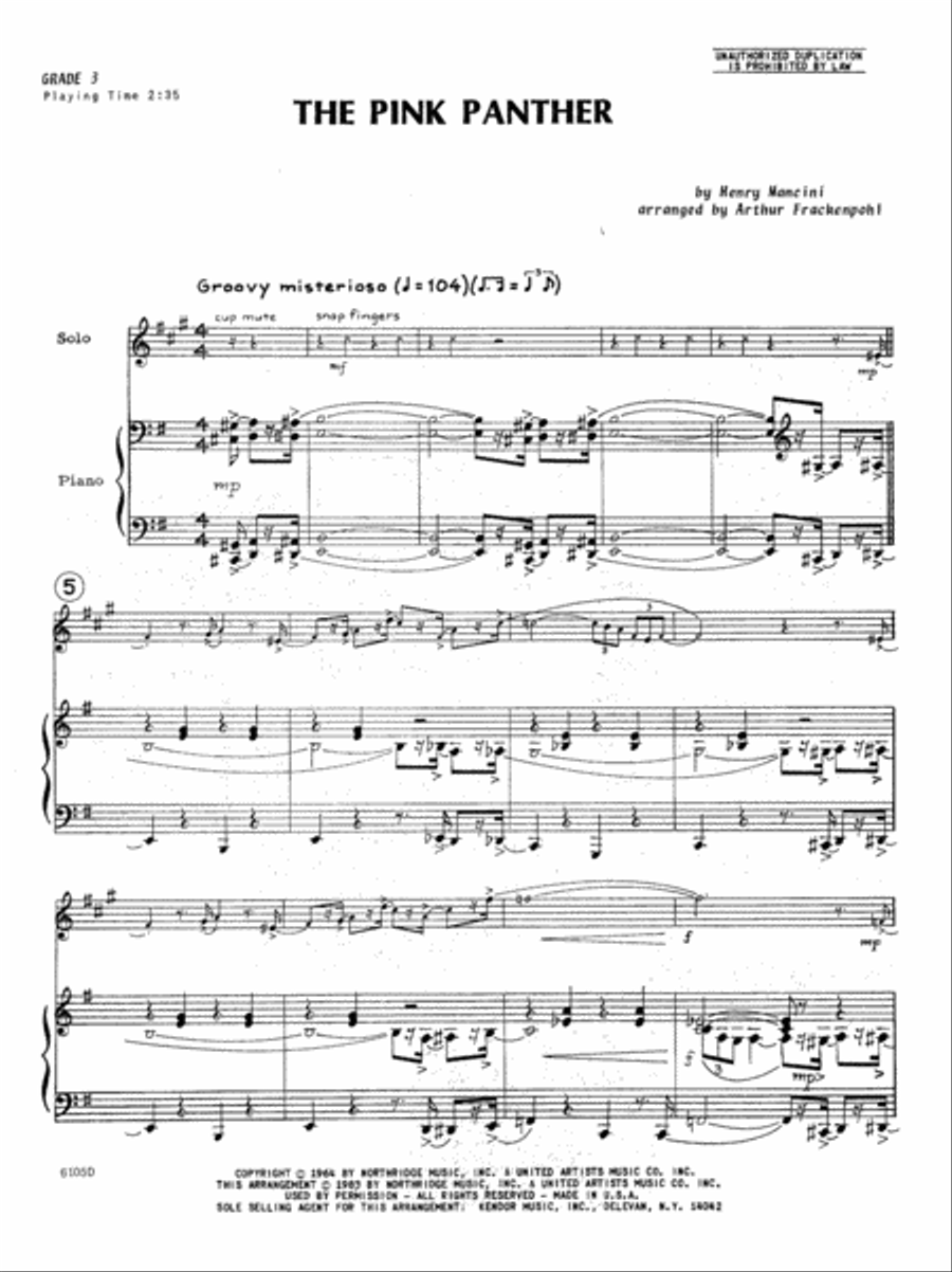 Pink Panther, The Pink Panther, The B-Flat Trumpet scores gallery preview page 4