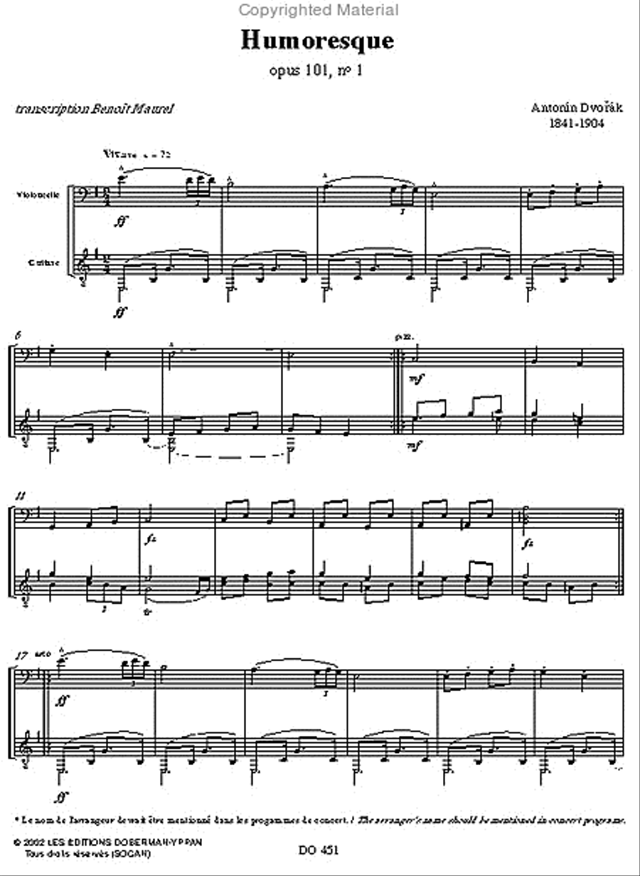 Humoresques op. 101, nos 1, 7, 8 (cello / guit.) Cello scores gallery preview page 2