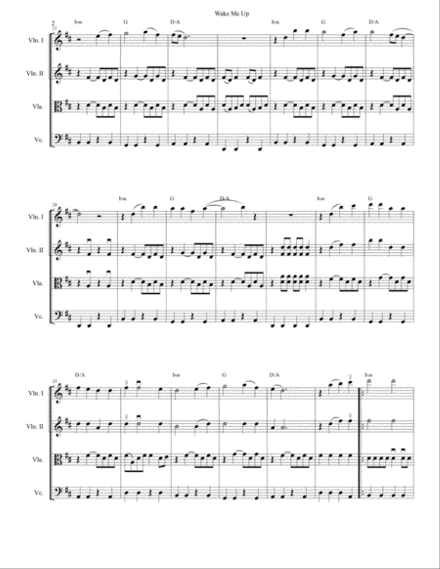 Wake Me Up String Quartet scores gallery preview page 2