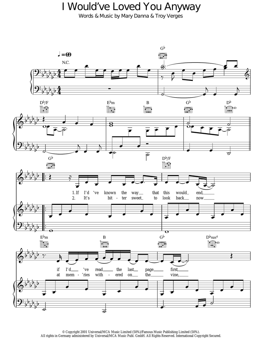 I Would've Loved You Anyway Acoustic Guitar scores gallery preview page 1