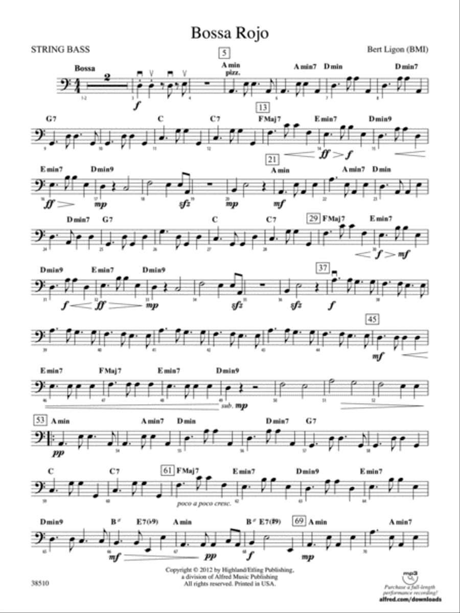 Bossa Rojo: String Bass Bossa Rojo: String Bass String Orchestra scores gallery preview page 1