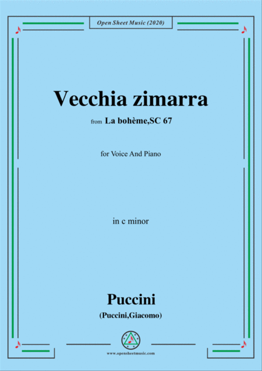 Puccini-Vecchia zimarra,in c minor,for Voice and Piano Voice Solo scores gallery preview page 1