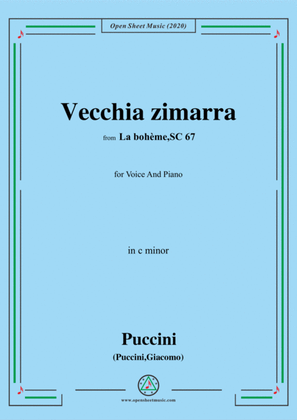 Book cover for Puccini-Vecchia zimarra,in c minor,for Voice and Piano