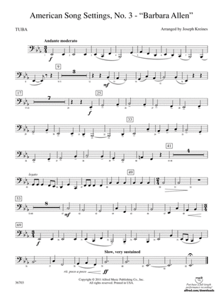 American Song Settings, No. 3 "Barbara Allen": Tuba