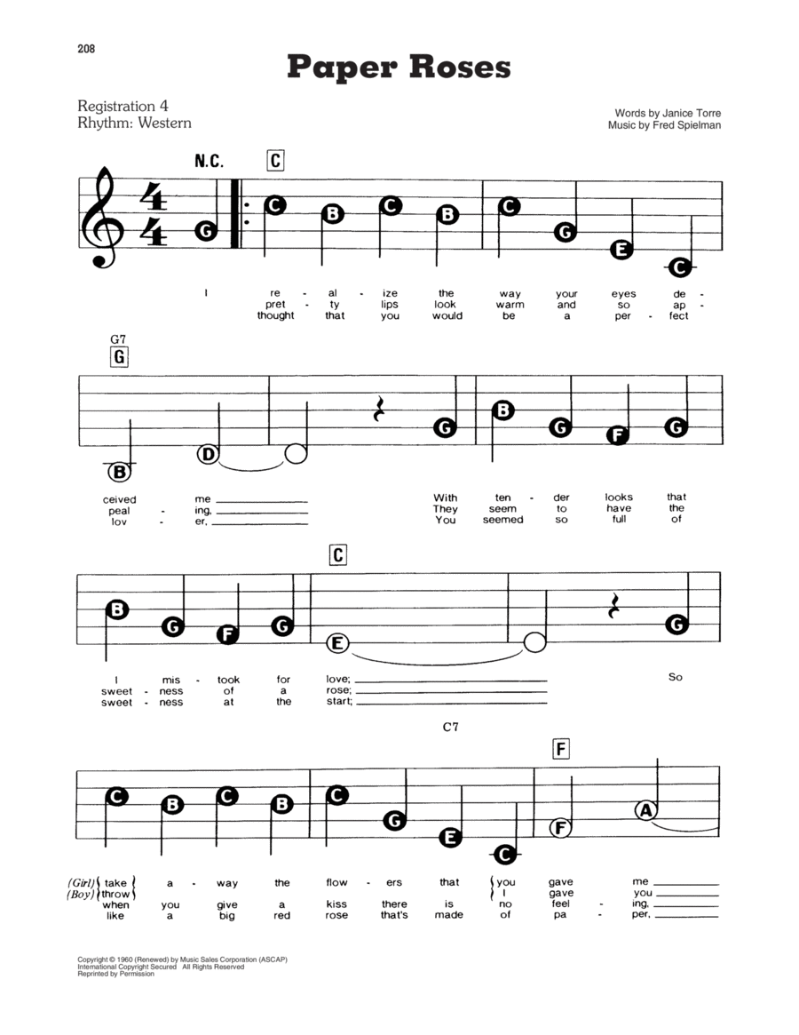 Paper Roses Electronic Keyboard scores gallery preview page 1