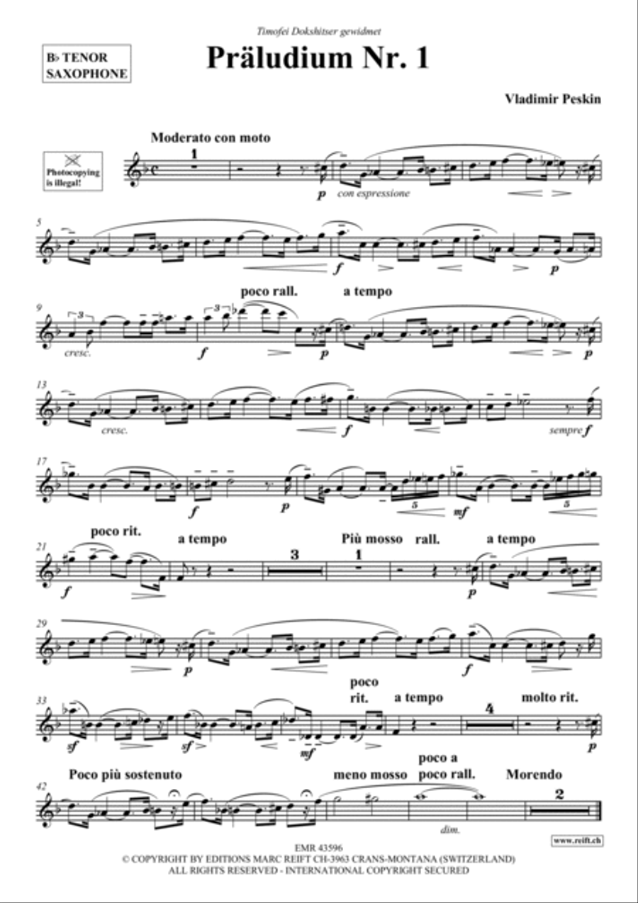 Praludium No. 1 Tenor Saxophone scores gallery preview page 2