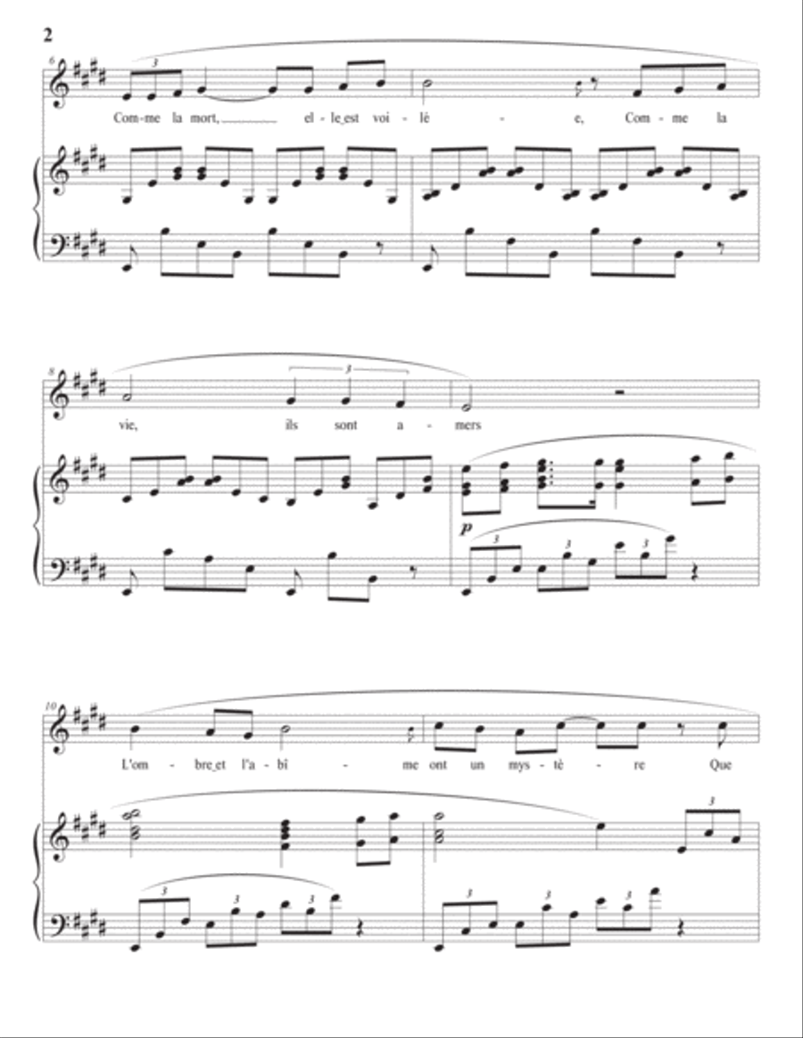 HAHN: Quand la nuit n'est pas étoilée (transposed to E major) Voice scores gallery preview page 3
