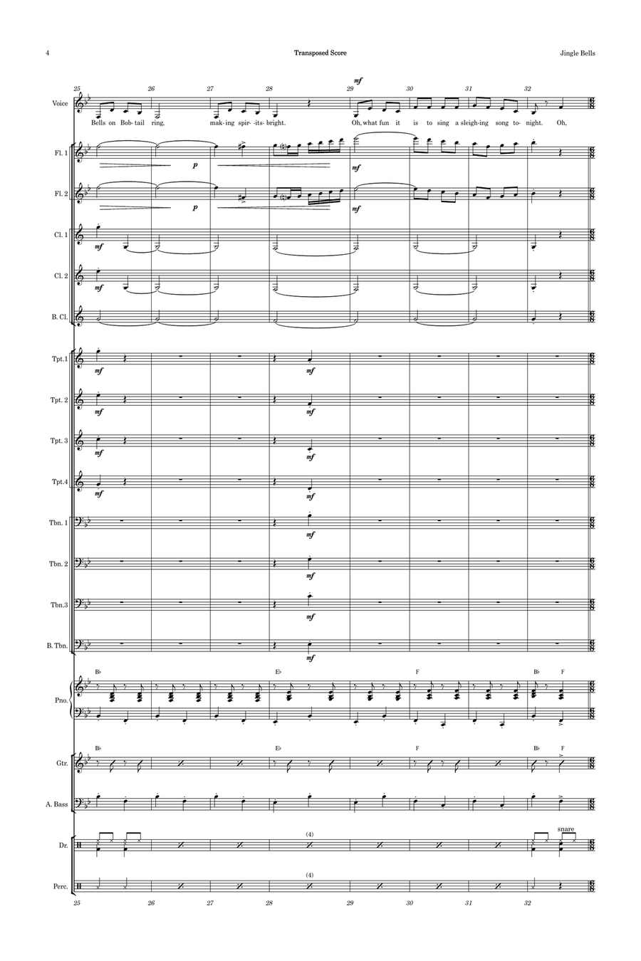 Jingle Bells Female Vocal with Big Band Key of Bb Jazz Ensemble scores gallery preview page 4