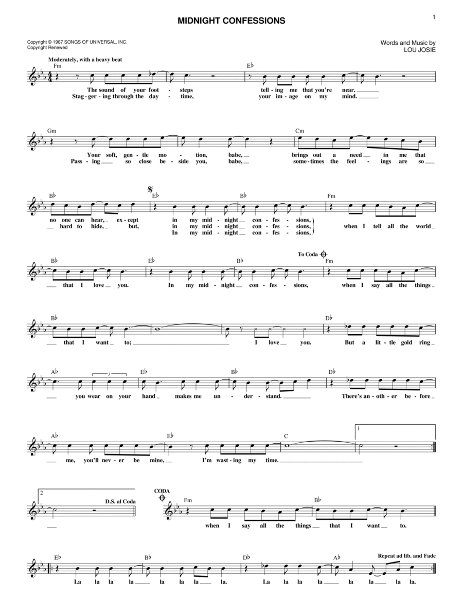 Midnight Confessions Midnight Confessions Piano scores gallery preview page 1