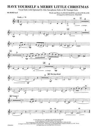 Have Yourself a Merry Little Christmas (Vocal Solo with Opt. E-Flat Alto Saxophone Solo or B-Flat Trumpet Solo): 4th F Horn