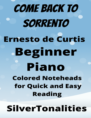 Book cover for Come Back to Sorrento Beginner Piano Sheet Music with Colored Notation
