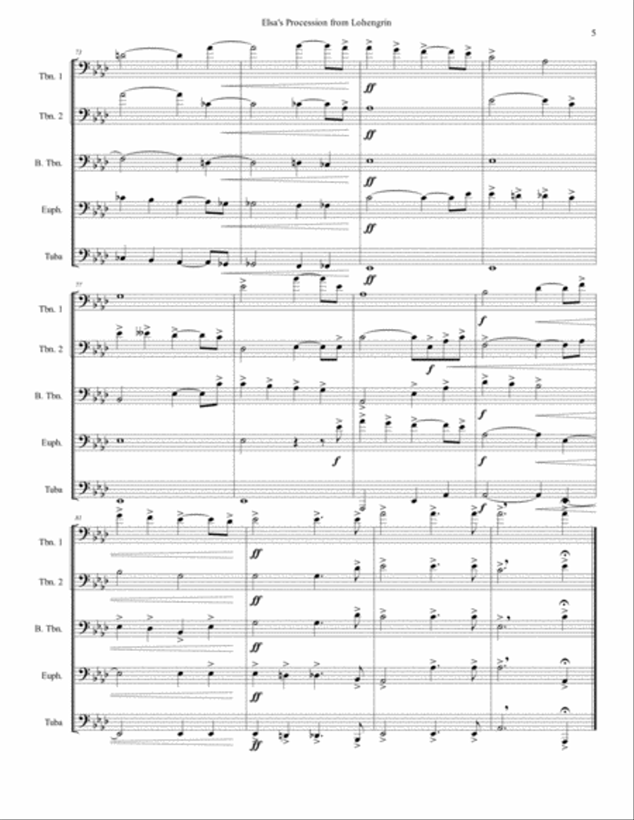 Elsa's Procession from Lohengrin- Low Brass Choir Brass Ensemble scores gallery preview page 6