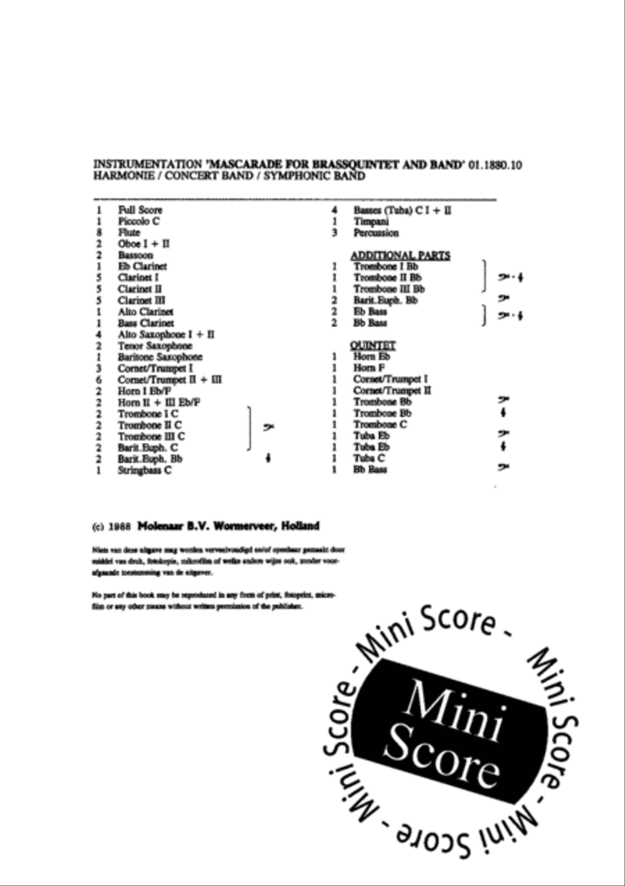 Mascarade for Brassquintet Concert Band scores gallery preview page 4