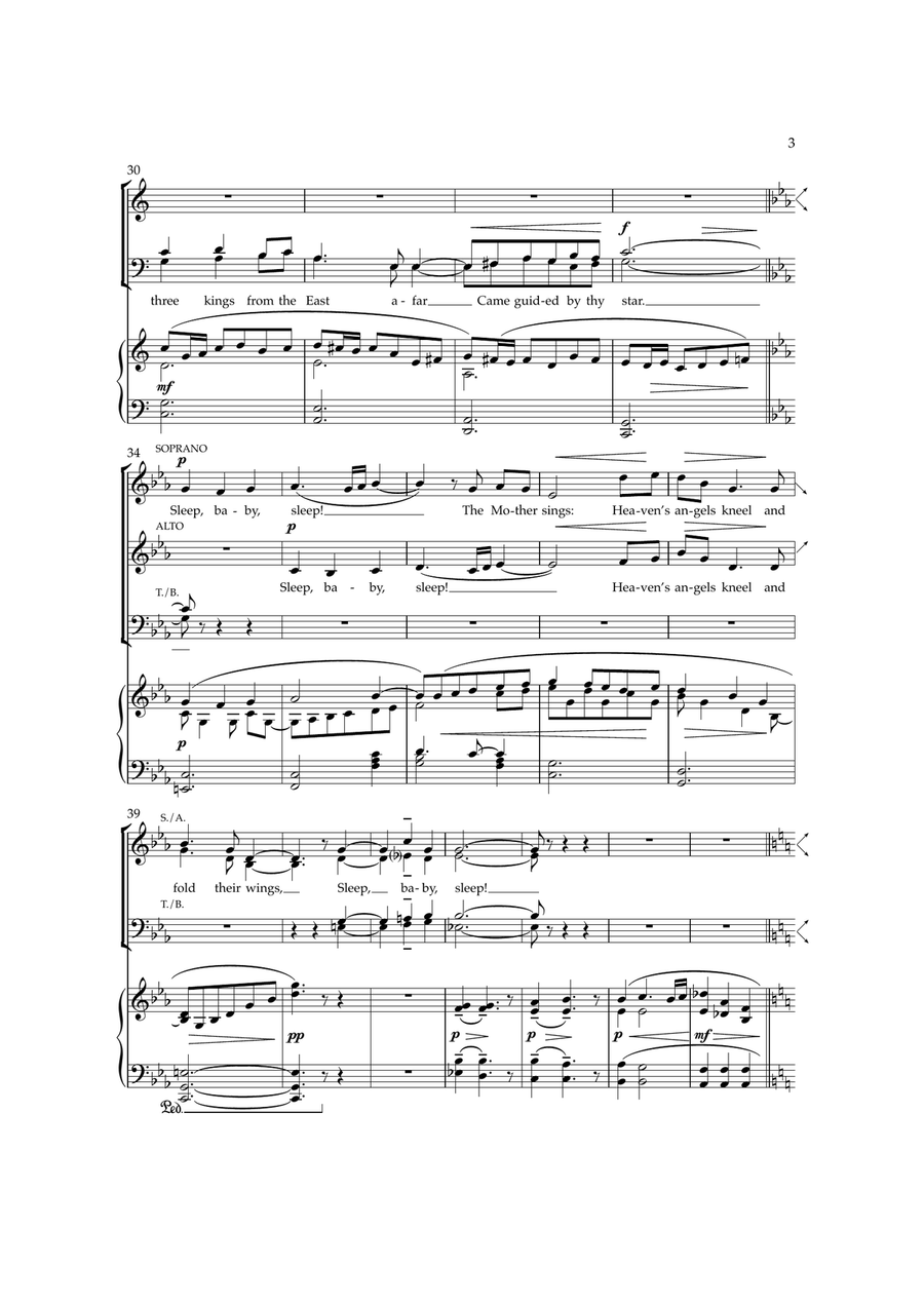 Sleep, baby, sleep (Christmas Carol for SATB and piano or organ) 4-Part scores gallery preview page 3