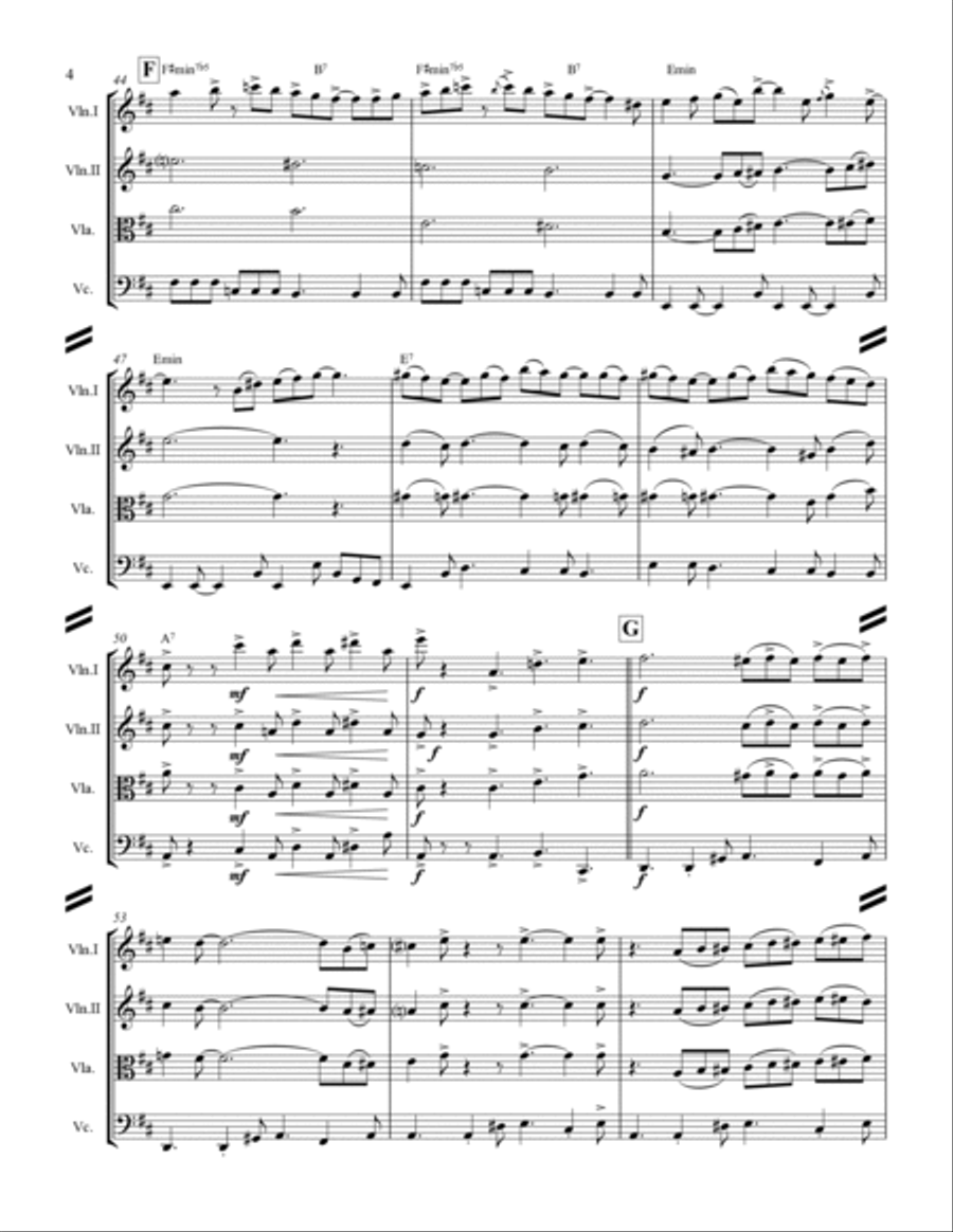 Blue Christmas Blue Christmas String Quartet scores gallery preview page 5