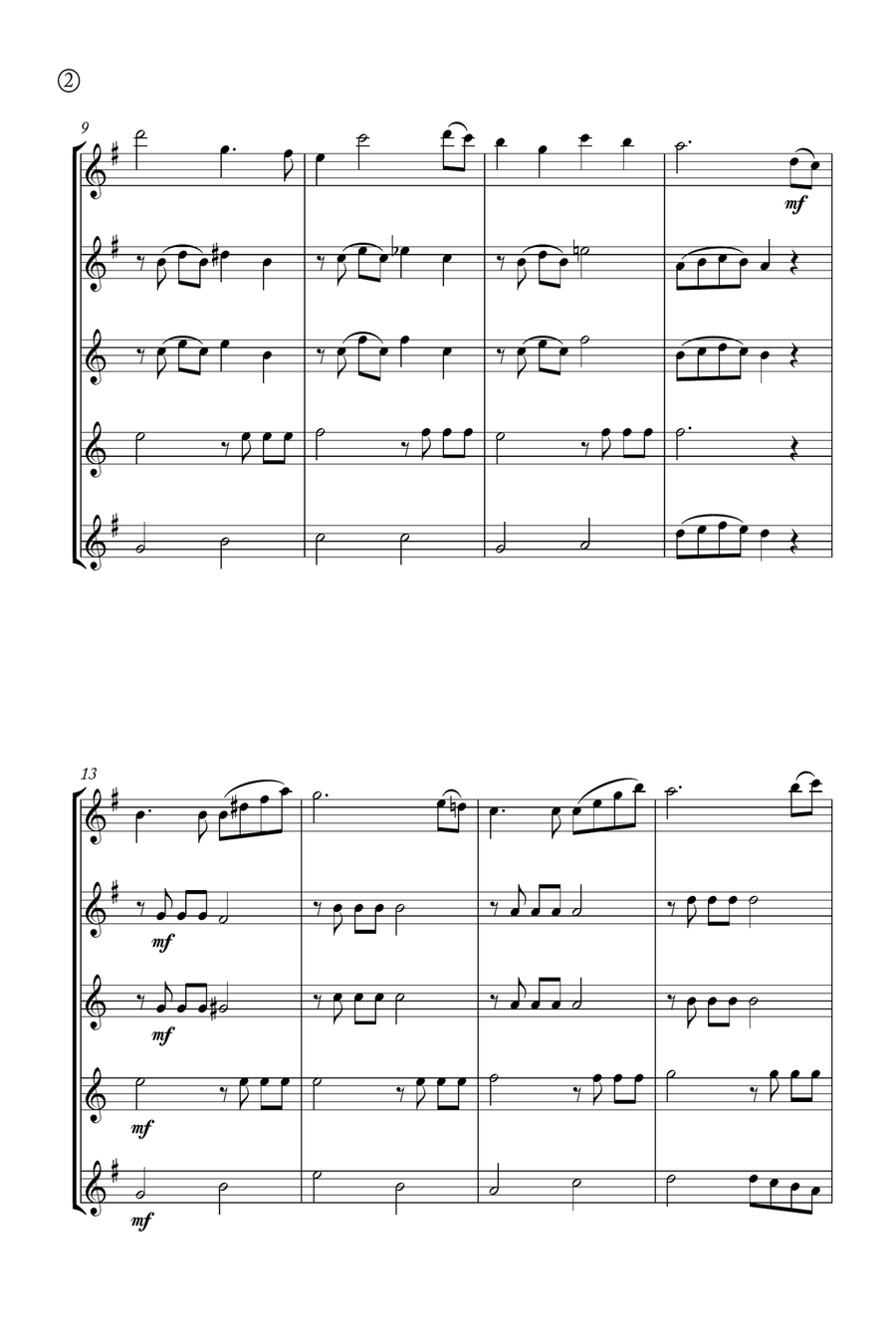 Hymne A L'amour Saxophone Quintet scores gallery preview page 2
