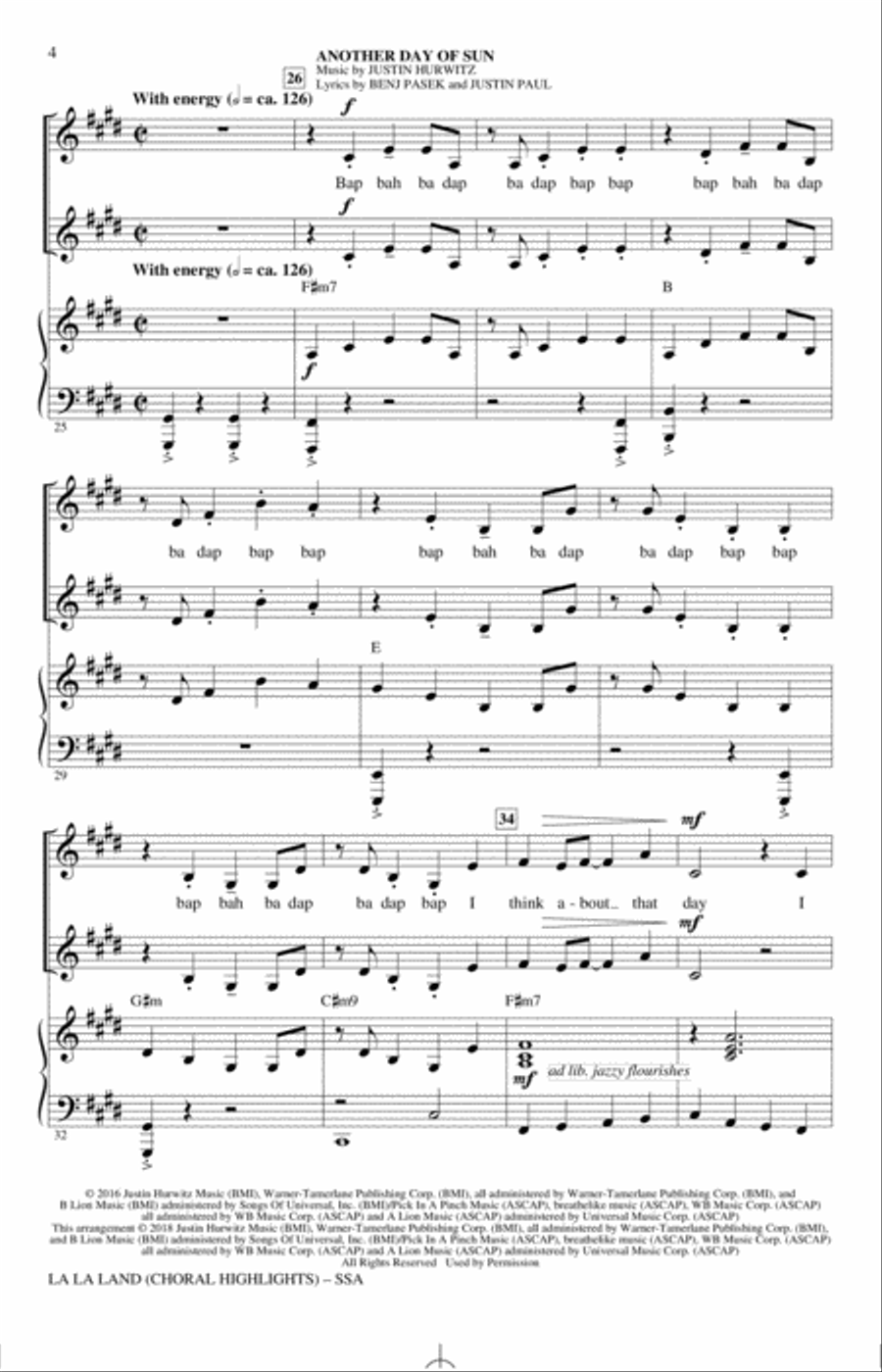 La La Land: Choral Highlights (arr. Mark Brymer) SSA scores gallery preview page 3
