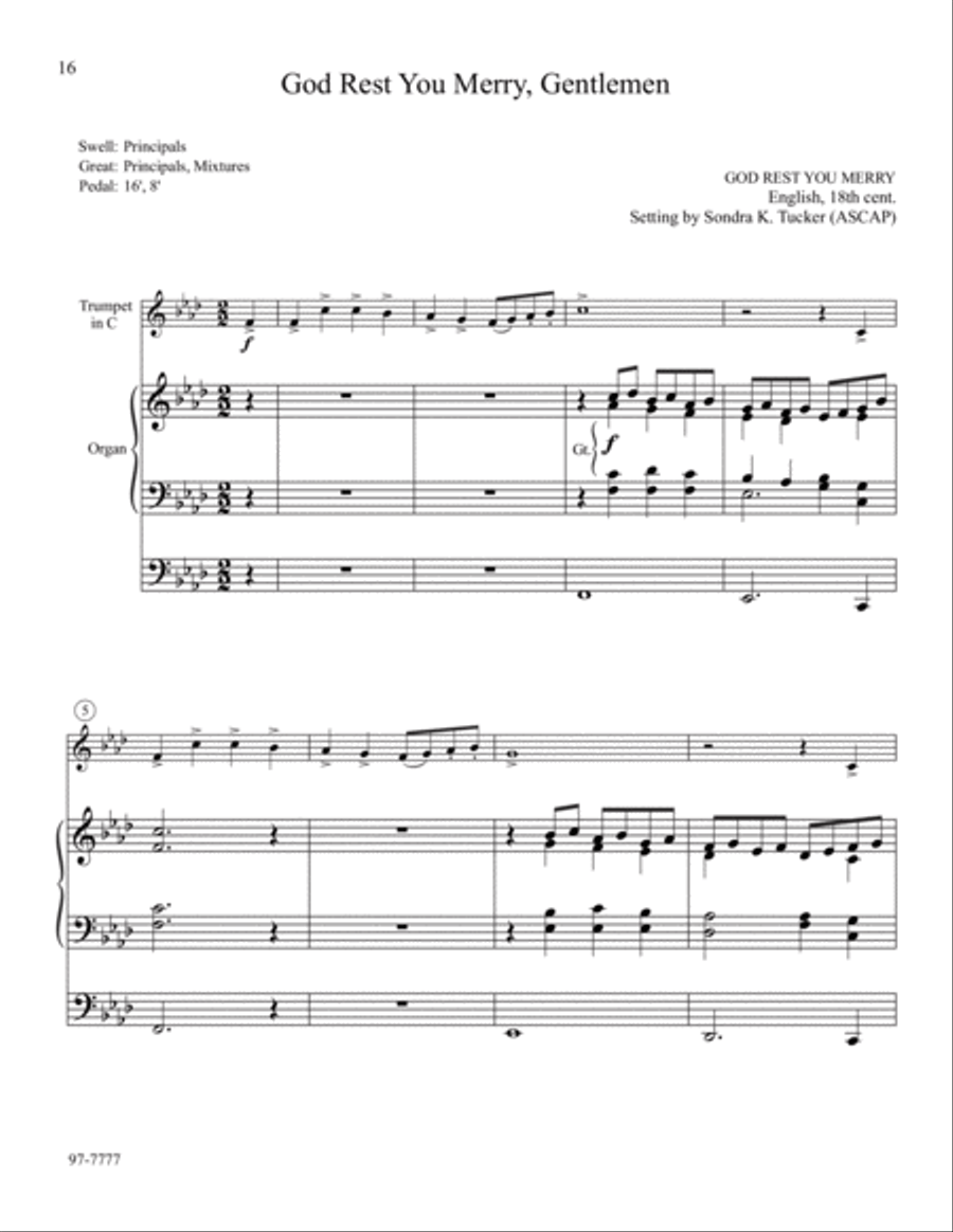 Repeat the Sounding Joy: Five Christmas Tunes for Trumpet and Organ Trumpet scores gallery preview page 6