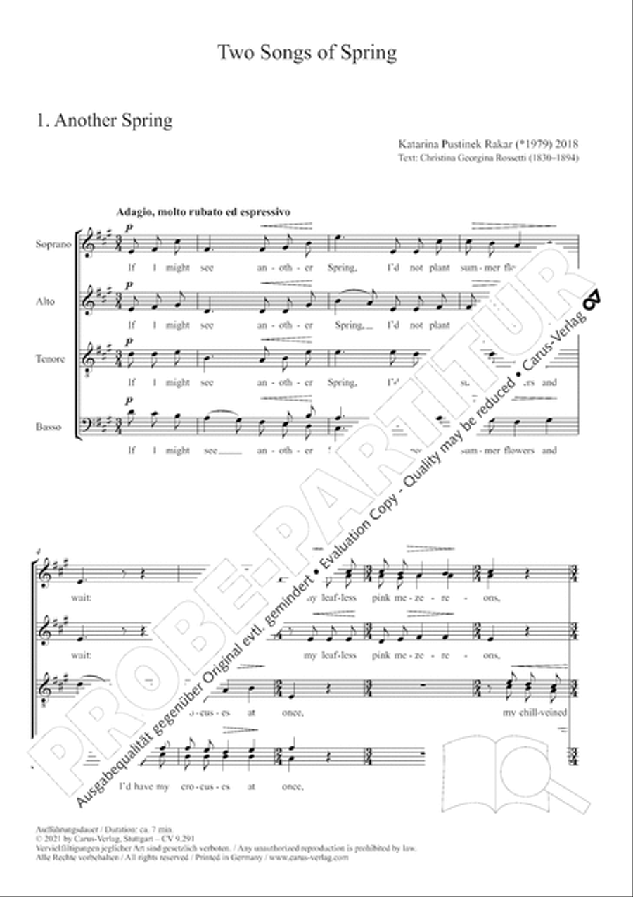 Two Songs of Spring SSAATTBB scores gallery preview page 4