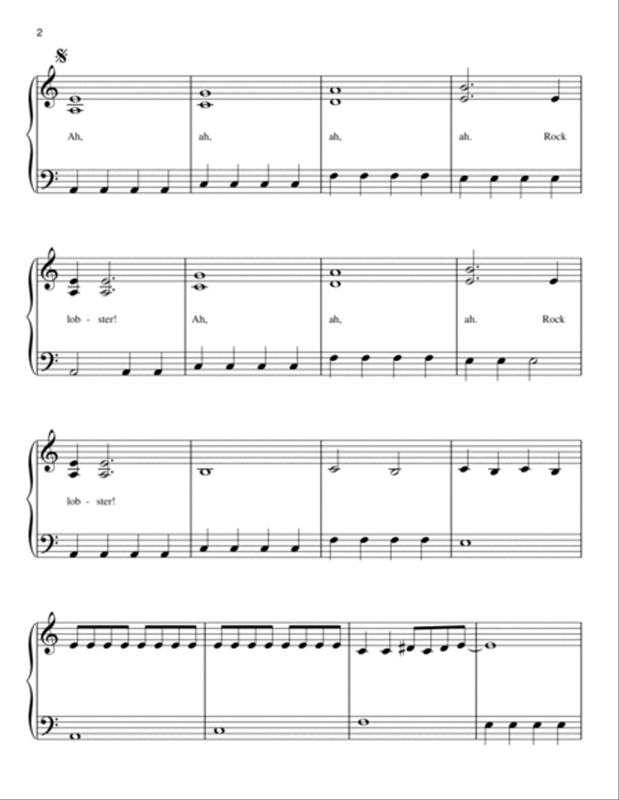 Rock Lobster Easy Piano scores gallery preview page 2
