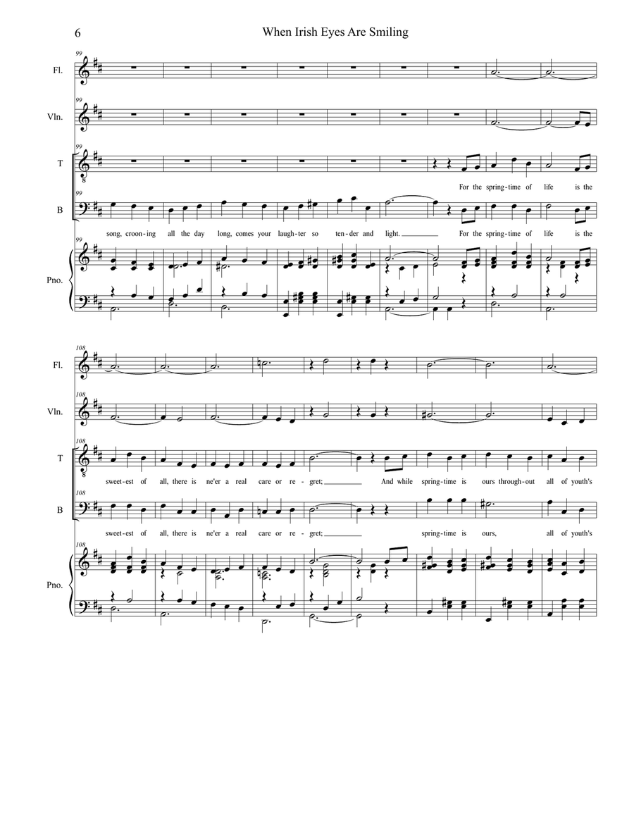 When Irish Eyes Are Smiling (Duet for Tenor and Bass Solo) Bass Voice scores gallery preview page 6