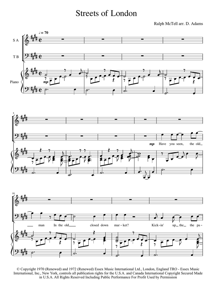 Streets Of London 4-Part scores gallery preview page 1