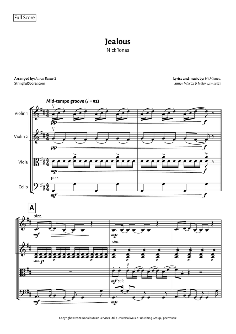Jealous String Quartet scores gallery preview page 1