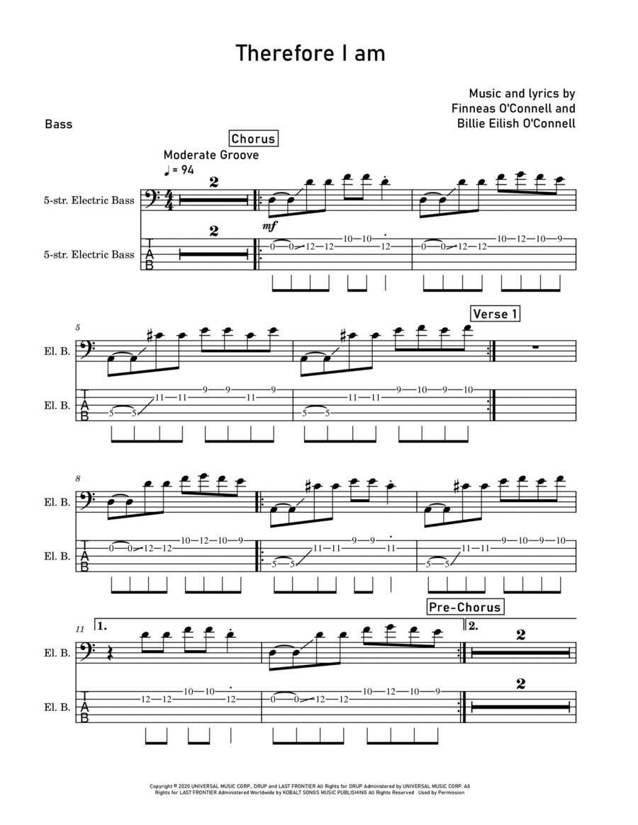 Therefore I Am Therefore I Am Guitar Tablature scores gallery preview page 1