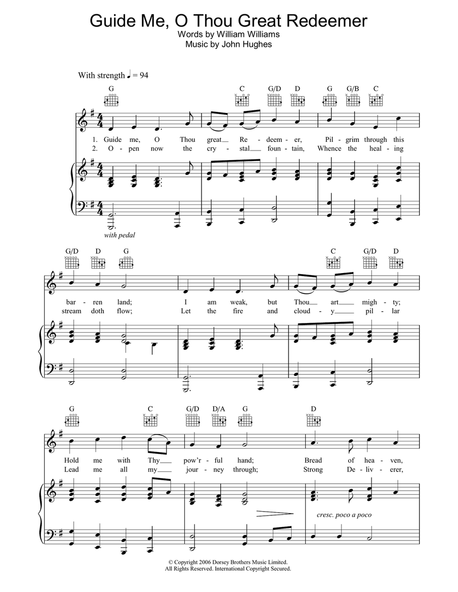 Guide Me, O Thou Great Redeemer Piano, Vocal, Guitar scores gallery preview page 1