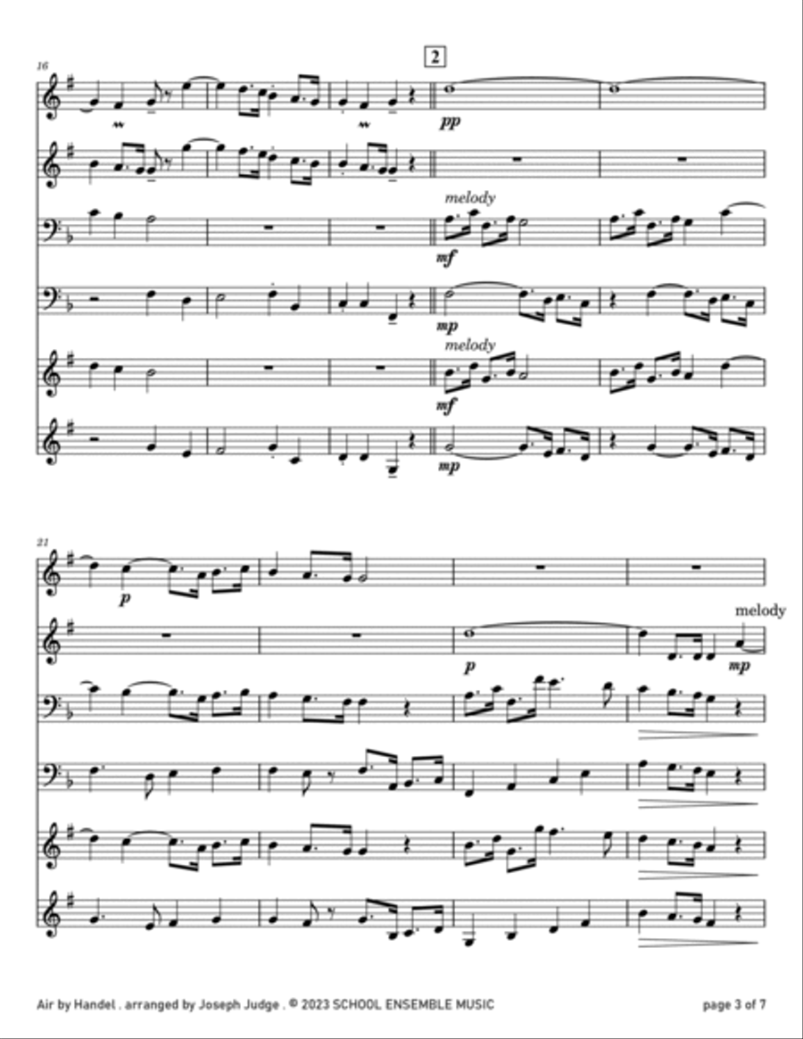 Air by Handel for Brass Quartet in Schools Brass Quartet scores gallery preview page 3