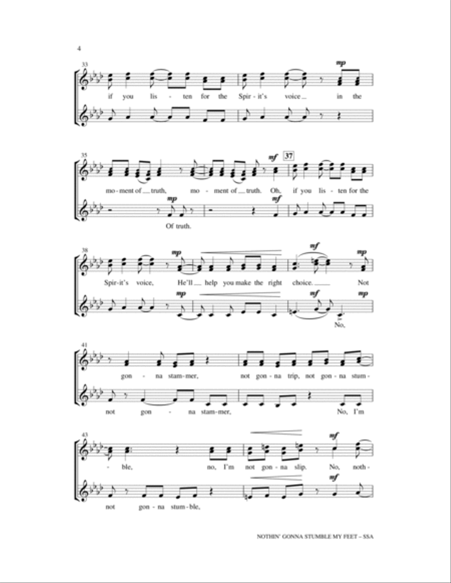 Nothin' Gonna Stumble My Feet SSA scores gallery preview page 4