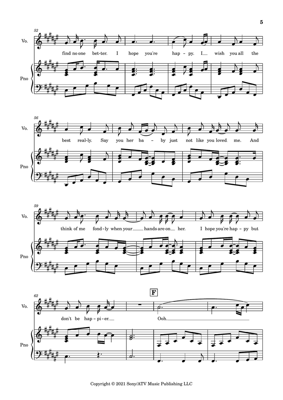 Happier Happier Piano, Vocal scores gallery preview page 5