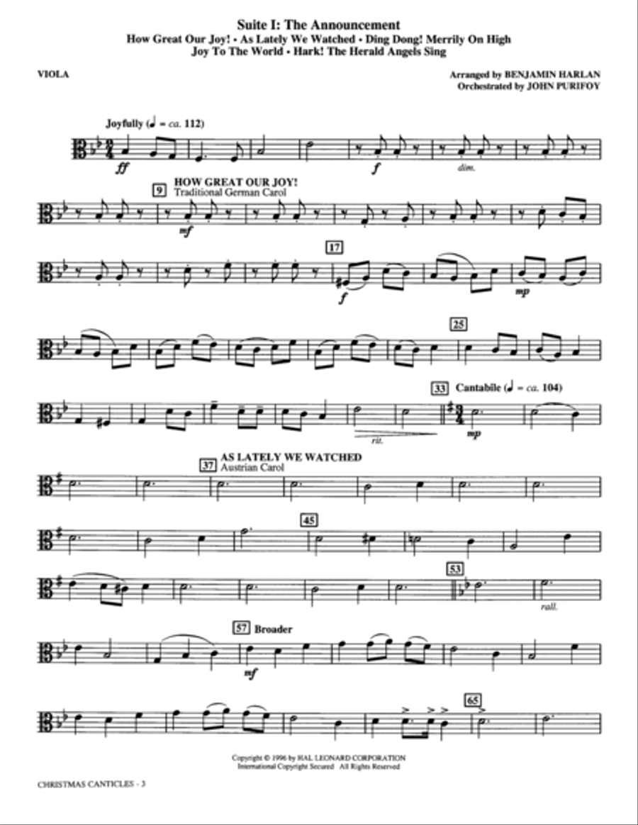 Christmas Canticles: A Cantata of Carols in Four Suites (Full Orchestra) - Viola Choir scores gallery preview page 3