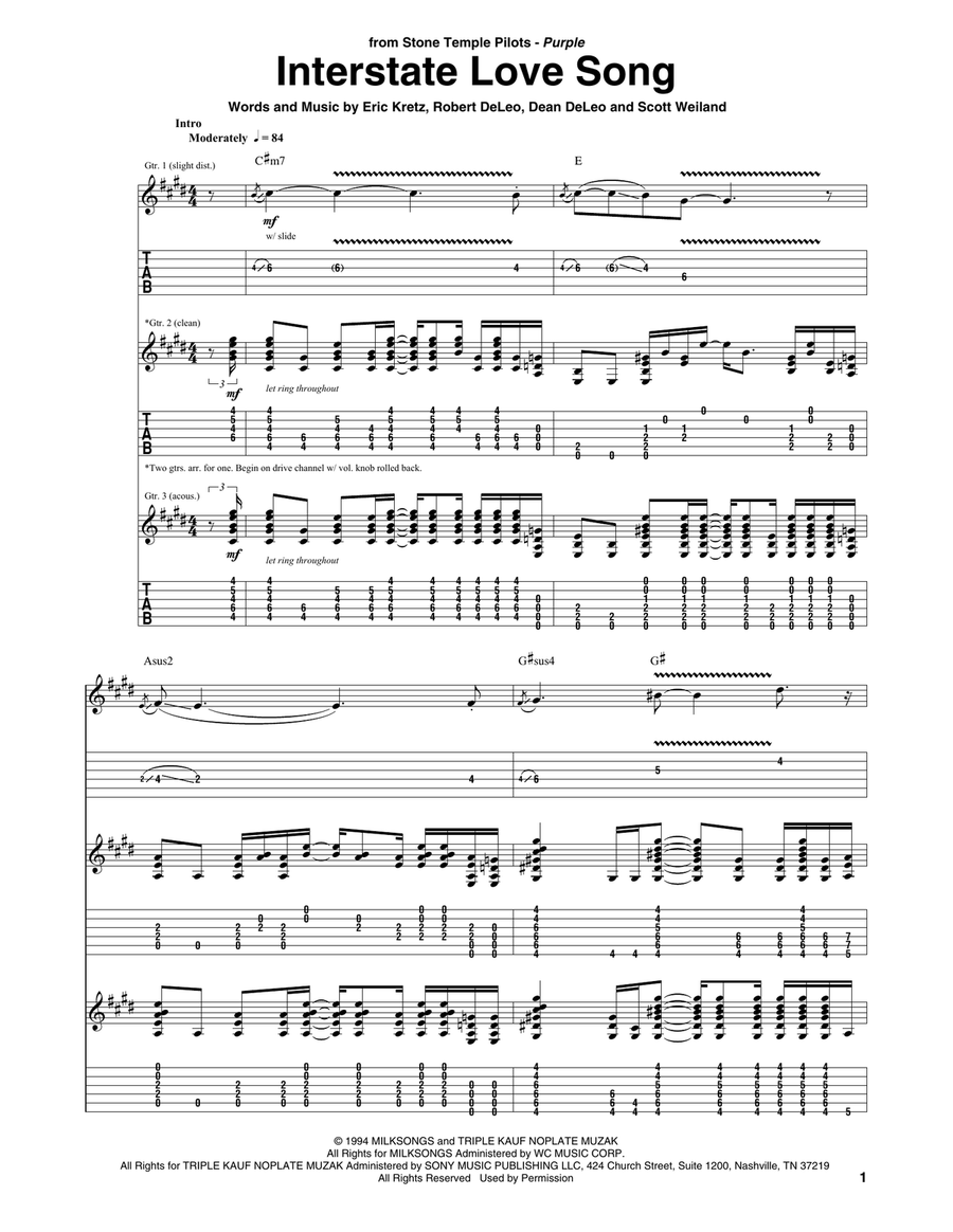 Interstate Love Song Acoustic Guitar scores gallery preview page 1