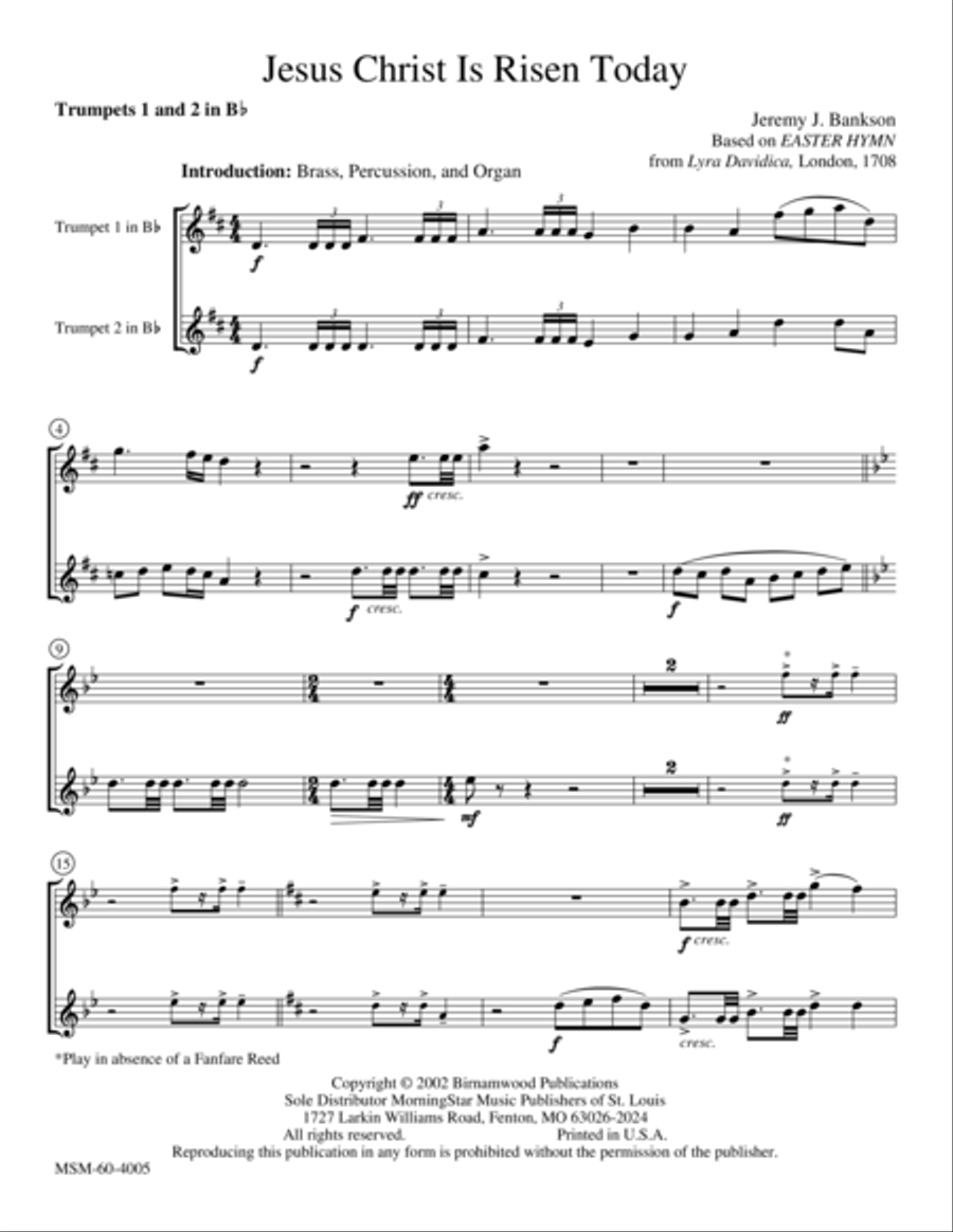 Jesus Christ Is Risen Today Choir scores gallery preview page 1